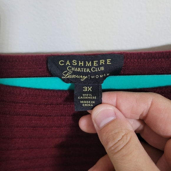 Charter Club Women's 100% Cashmere Shirttail Sweater in Crantini, Size 3X - Picture 2 of 4